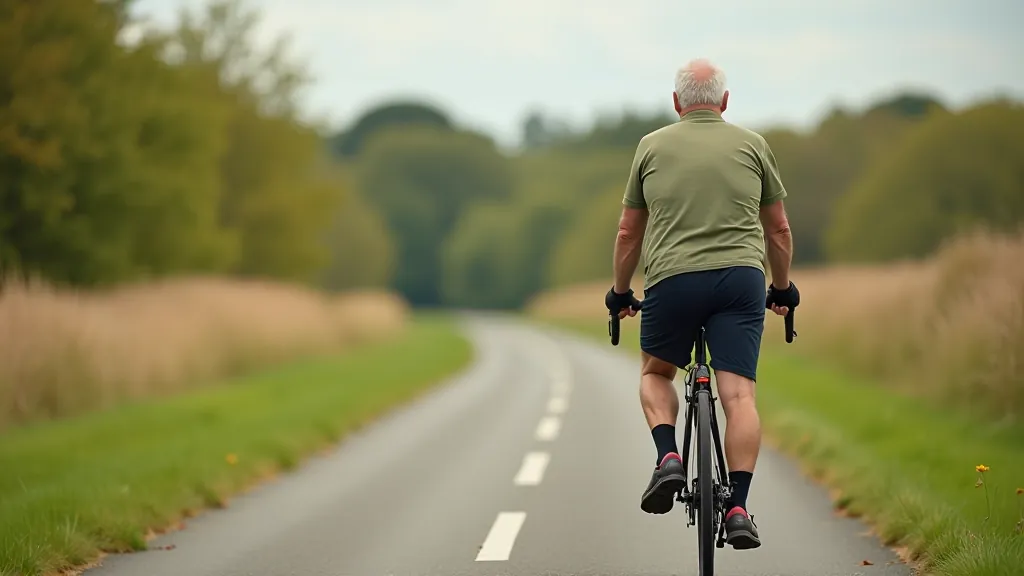 Senior cyclist on Dungarvan Waterford Greenway preparing for first ride
